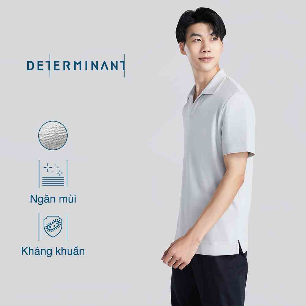 Áo thun nam polo cao cấp DETERMINANT tay ngắn -kháng khuẩn - 100% cotton - cổ không nút - màu xám nhạt -P04