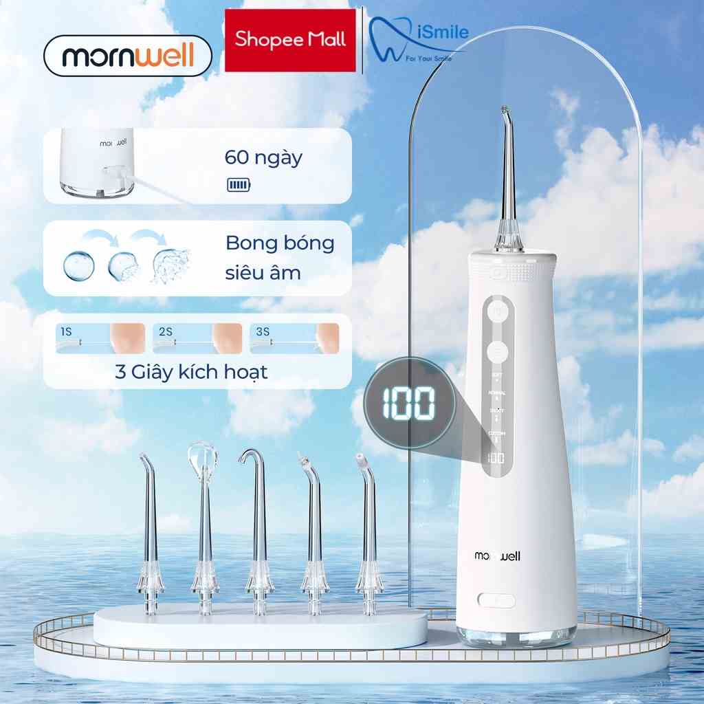 Máy Tăm Nước Mornwell F32 - Màn Hình Led - Chế Độ Baby Soft - Công Nghệ Siêu Âm - Dung Tích 250ml