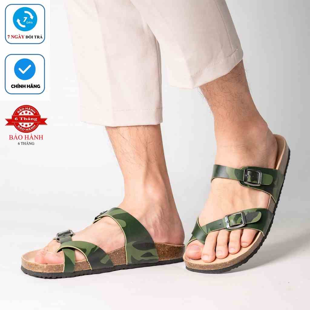 [Bản giới hạn] R06 - Dép Birken Đế Trấu BIOLINE Official Phối Màu Camo Rằn Ri Thiết Kế Unisex Nam nữ Quai Da PU cao cấp