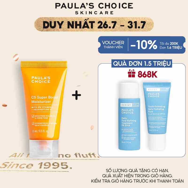 Kem dưỡng ẩm Vitamin C làm sáng da và tăng sinh collagen Paulas Choice C5 Super Boost Moisturizer 15ml 2907