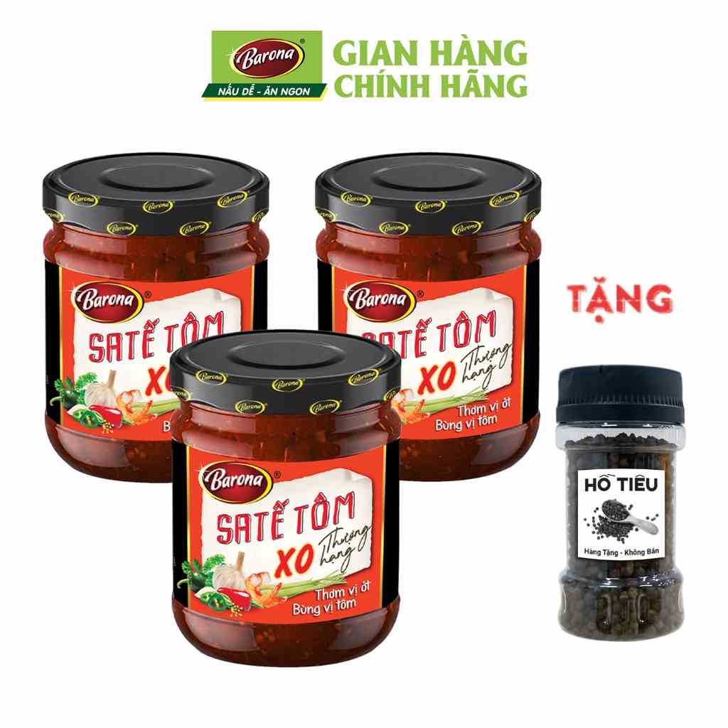 Combo 3 Hũ Sa Tế Tôm XO Thượng Hạng Barona 100g, Tặng tiêu hạt