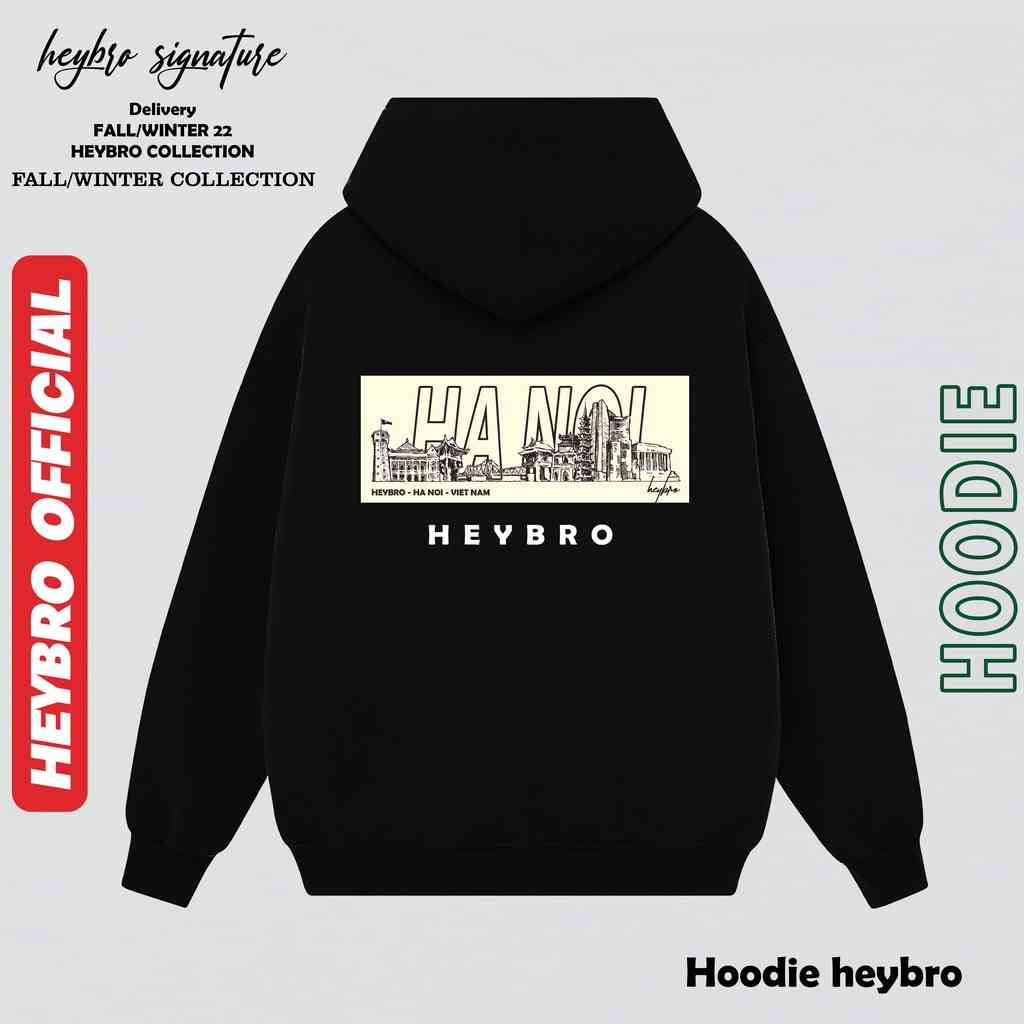 [Mã BMLTB35 giảm đến 35K đơn 99K] Áo hoodie nam nữ HEYBRO / Hoodie Unisex nỉ bông cotton nhiều màu in HN-SG