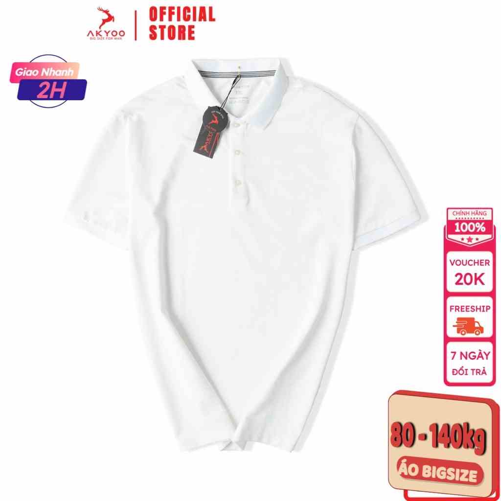 Áo Polo Nam Bigsize 80-140KG AKYOO Cao Cấp Cotton Co Giãn, Thâm Hút Mồ Hôi, Áo Polo Bigsize - PL TRANG C10