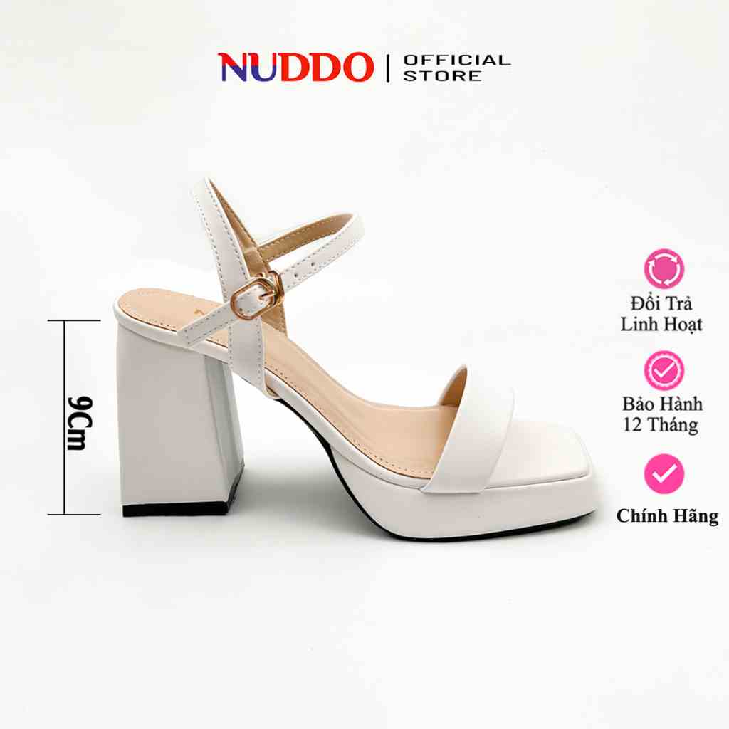 Giày Sandal Nữ Cao Gót Đế Vuông 9 Phân, Guốc Nữ Đế Đúp Quai Ngang 9cm Nhẹ Nhàng NUDDO N929