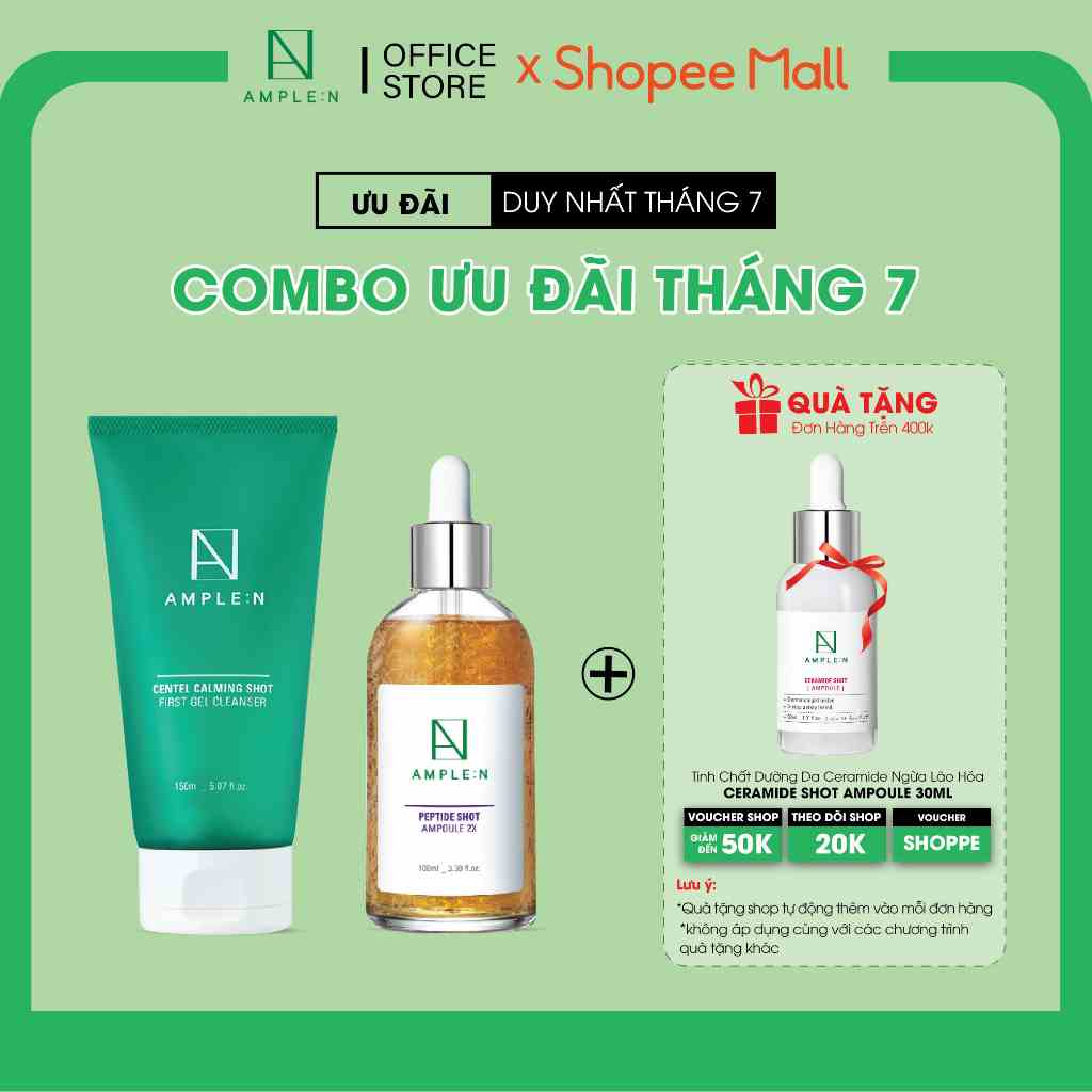 Bộ sản phẩm dưỡng da Ample:n Gel tẩy trang và tinh chất chống lão hóa 2 sản phẩm