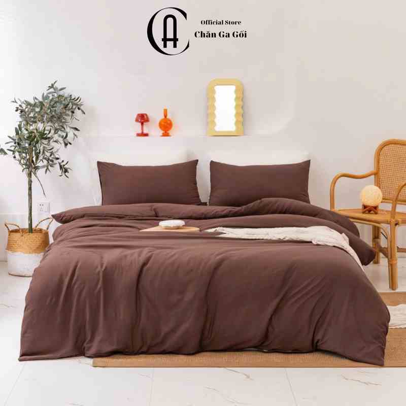 [Mã BMLTA35 giảm đến 35K đơn 99K] Bộ Chăn Ga Gối Cotton Đũi Tici Phong Cách Vintage - Màu Nâu CA Bedding Decor