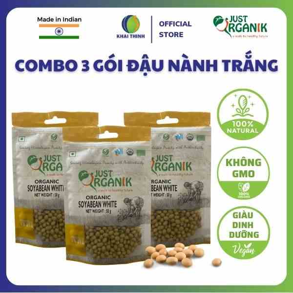 Đậu Nành Đậu Tương Soyabean White Hữu Cơ Làm Sữa Dinh Dưỡng Cho Bé Just Organik Nhập Khẩu Ấn Độ 50g