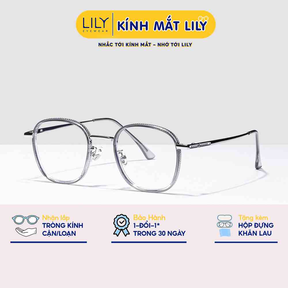 Gọng kính tròn cao cấp nam nữ LILYEYEYWEAR chất liệu kim loại thanh mảnh mắt chống ánh sáng xanh 2327