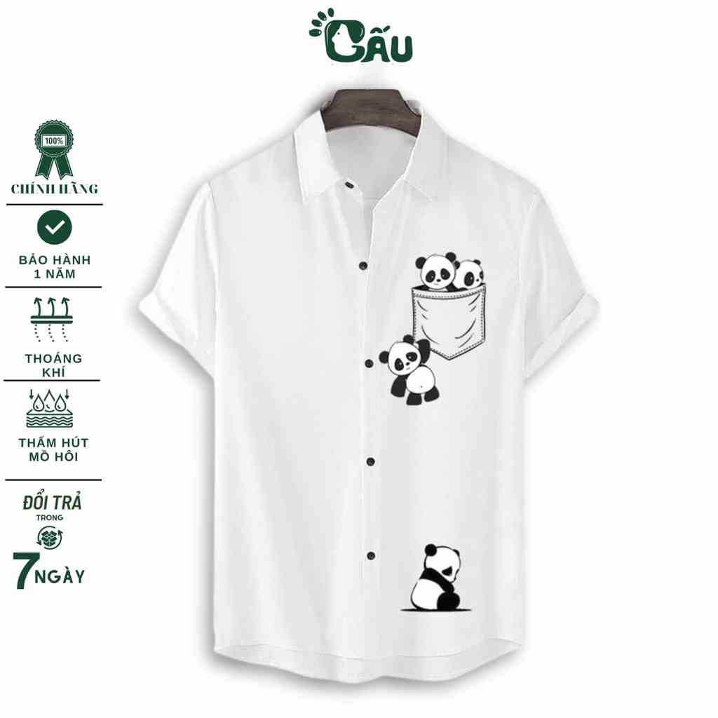 Áo sơ mi nam Gấu 194 tay ngắn cổ bẻ vải coton lụa mềm mịn, ít nhăn,form slimfit [Có Big Size] - Gấu Trúc