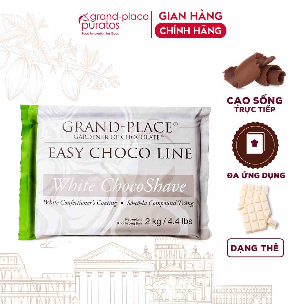 [Mã BMLTB200 giảm đến 100K đơn 499K] Socola Compound Chocoshave Trắng Puratos Grand-Place VN-2kg-4116202