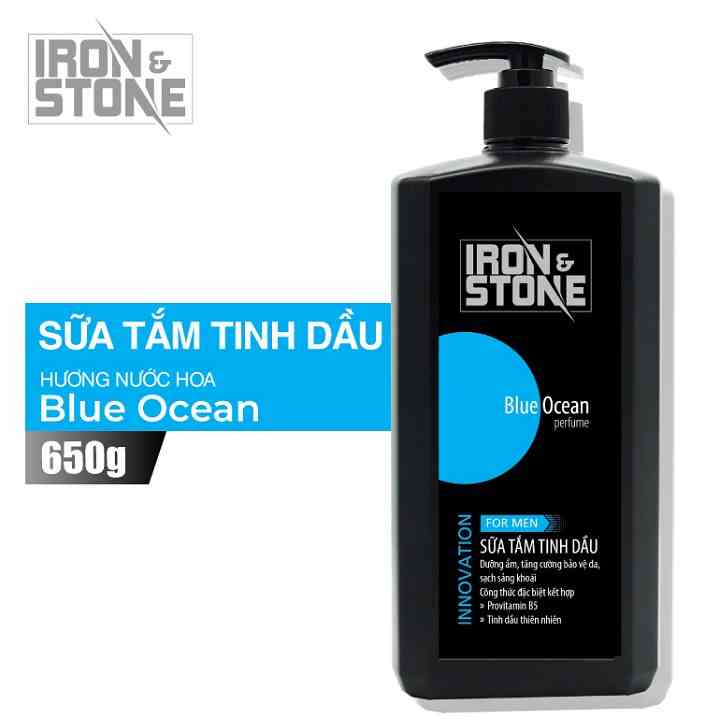 [Mã BMLTA35 giảm đến 35K đơn 99K] Sữa tắm tinh dầu IRON & STONE innovation hương Blue Ocean 650g Z0302 - Dành cho nam