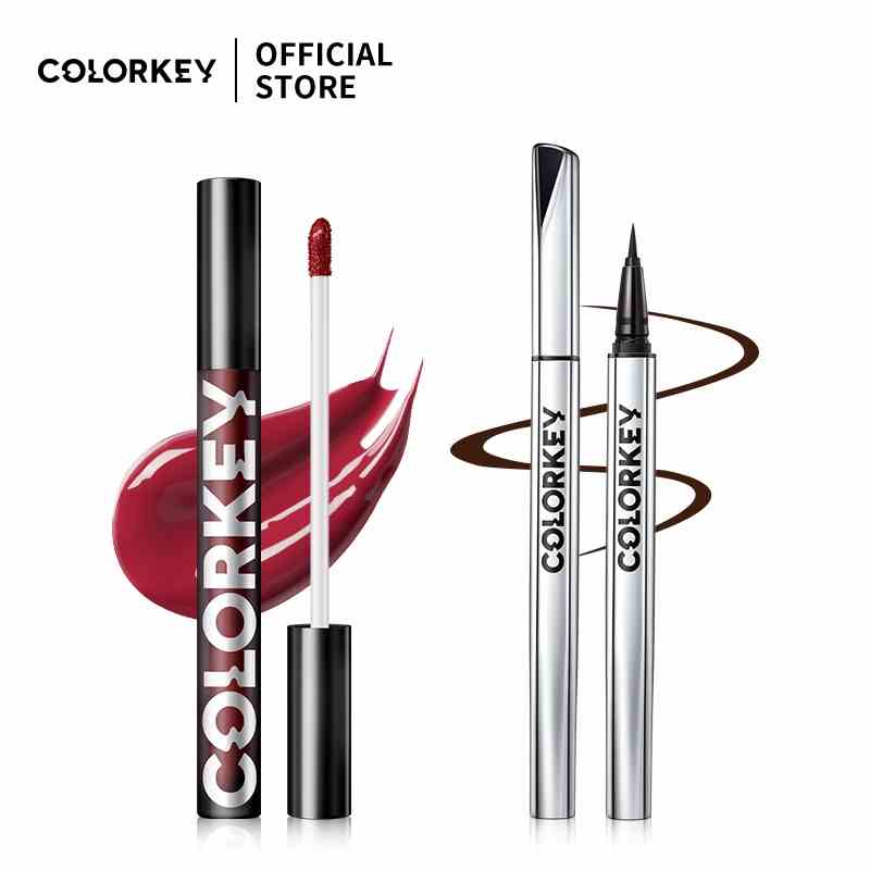 【COLORKEY】Set mỹ phẩm COLORKEY gồm son bóng 1.7g và bút kẻ mắt 0.5g