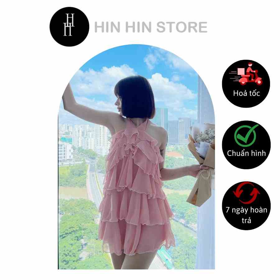 [Mã BMLTB35 giảm đến 35K đơn 99K] Đầm babydoll yếm tầng màu hồng HDT272 Hỉn Hỉn Store