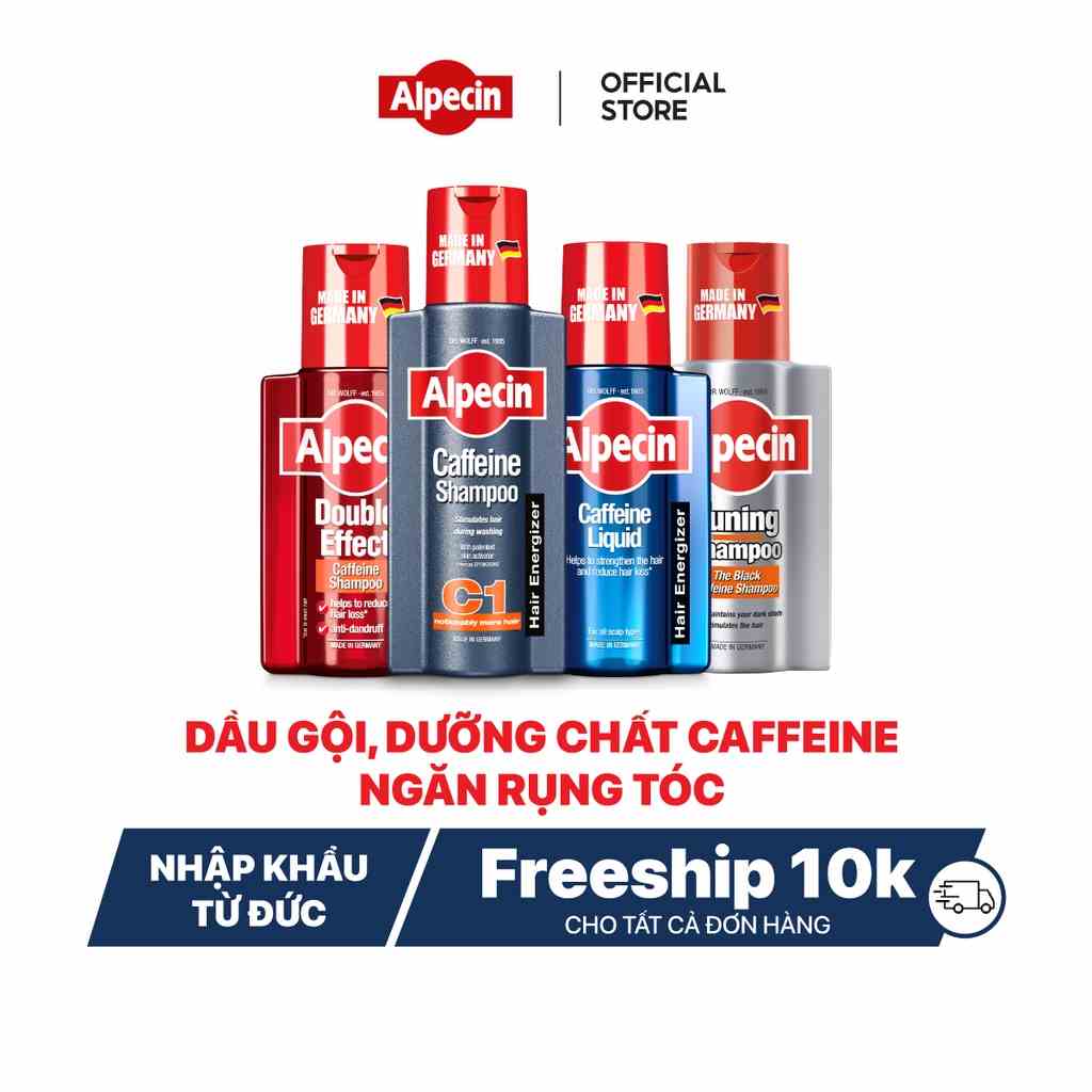 Bộ dầu gội và dưỡng chất Caffeine ngăn rụng tóc Alpecin làm dày tóc, kích thích mọc tóc chắc khỏe sạch gàu dành cho nam