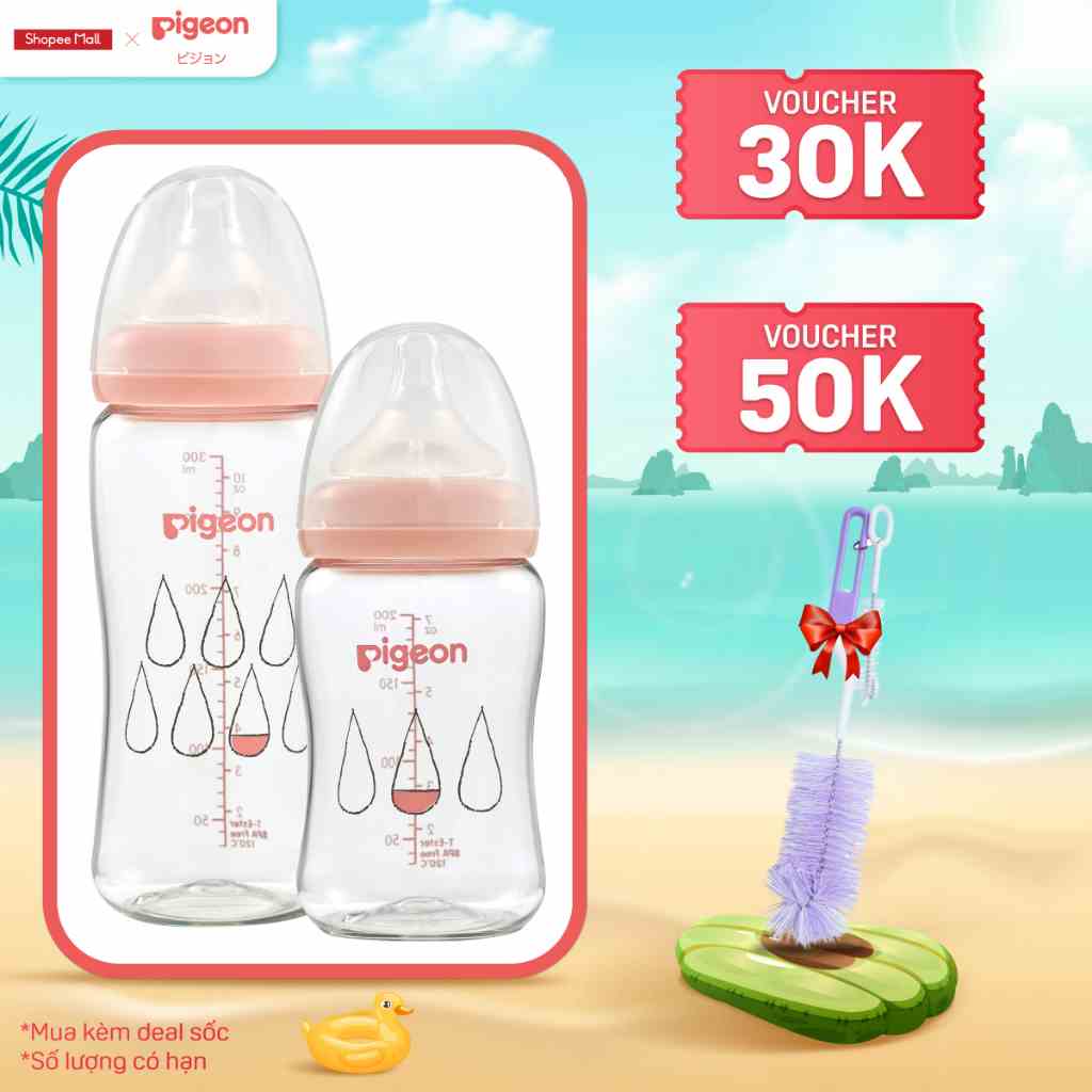 Bình sữa Pigeon Softouch T-Ester Plus – Giọt sương 200ml/300ml