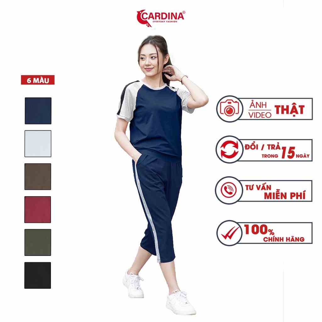 Đồ Bộ Nữ 𝐂𝐀𝐑𝐃𝐈𝐍𝐀 Chất Cotton Cao Cấp  Kiểu Dáng Thể Thao Bộ Mặc Nhà Áo Cộc Tay Quần Lửng Pha Màu 2CF01