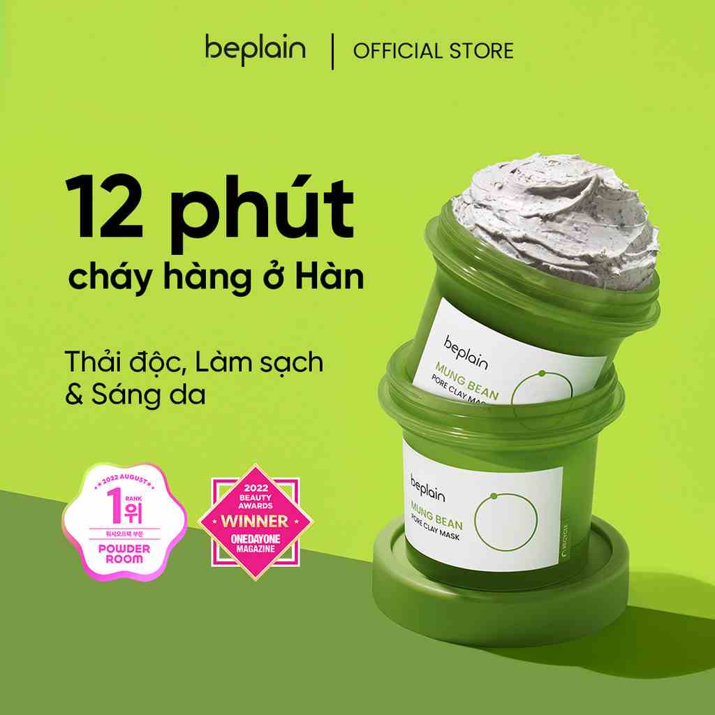 Mặt nạ đất sét BEPLAIN X LeoJ 120ml từ đậu xanh se khít lỗ chân lông giảm mụn đầu đen