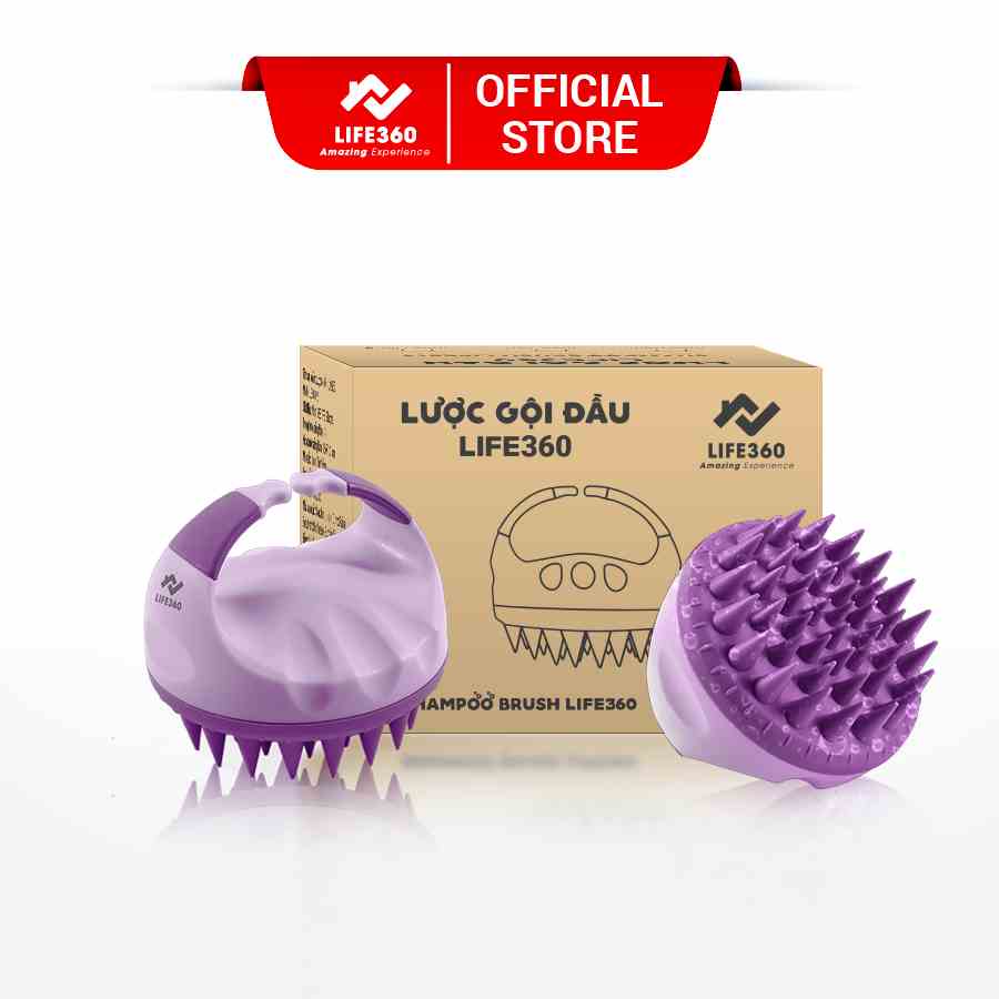 Lược gội đầu massage Life360 LE-LGD22 GIẢM GÀU, GIẢM RỤNG TÓC HIỆU QUẢ - Màu Tím - Hàng Chính Hãng