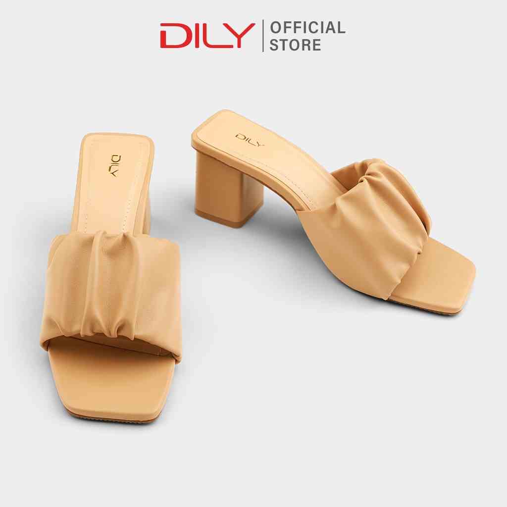 Dép guốc nữ DILY mũi vuông cao gót quai nhún êm chân cao 5cm_ AA0342