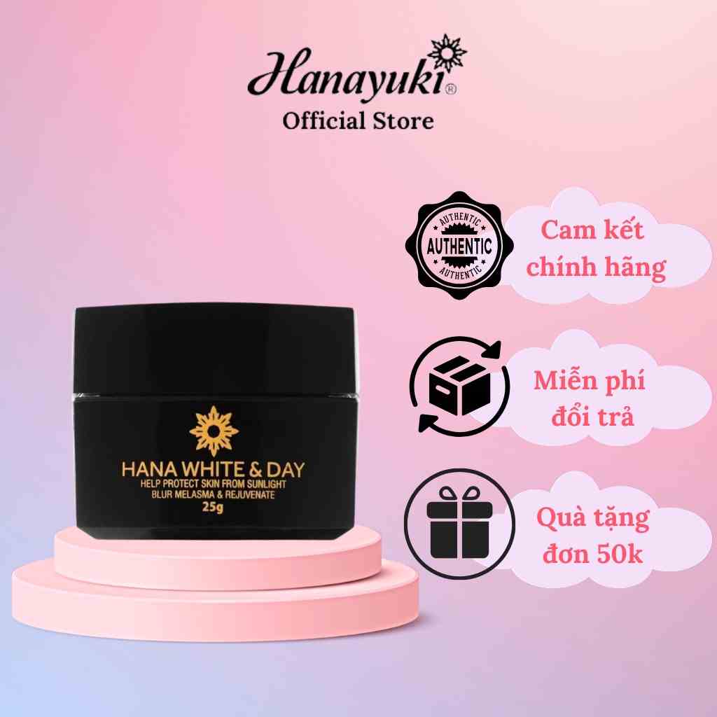 Kem Dưỡng Trắng Da Mặt Hana White Day, Kem Face Dưỡng Ẩm Da Mặt Ban Ngày Hanayuki Chính Hãng 25g