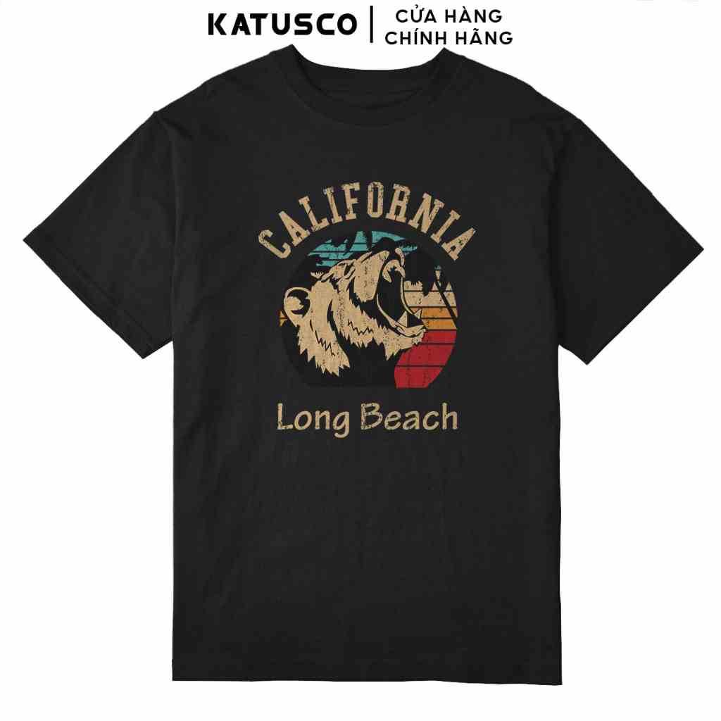 Áo Thun Nam Cổ Tròn Long Beach Vintage KATUSCO Premium 100% Cotton A2291, Form Oversize Basic, Trẻ Trung, Cá Tính