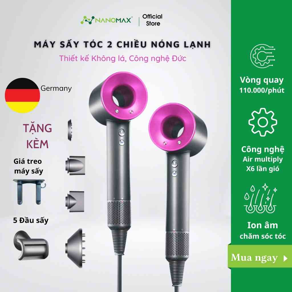 Máy Sấy Tóc NANOMAX High Speed 2 Chiều Nóng Lạnh Thiết Kế Không Lá Động Cơ Không Chổi Than 3 Tốc Độ Sấy 3 Chế Độ Nhiệt