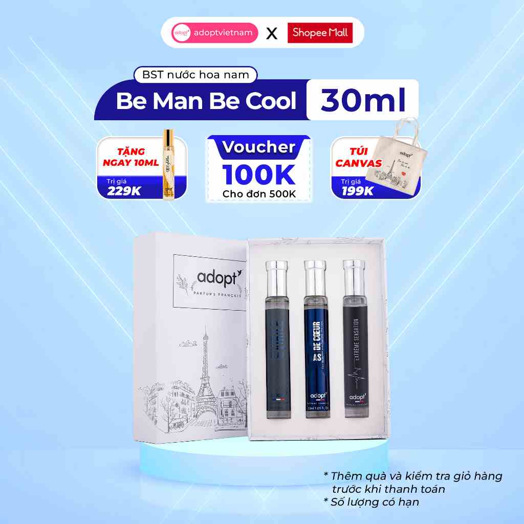 Nước hoa nam Adopt BST Be Men Be Cool tinh dầu thơm chính hãng Pháp phong cách cuốn hút lưu hương đến 8 tiếng