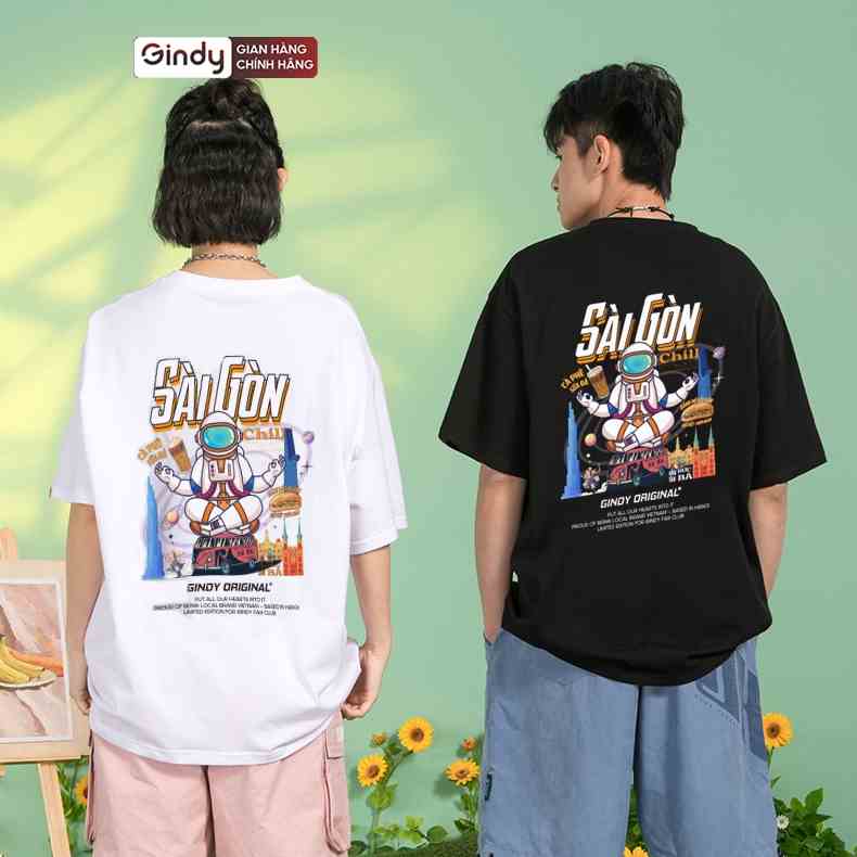 Áo thun tay lỡ form rộng unisex SÀI GÒN CHILL phông nam nữ cổ tròn chất cotton mát thời trang local brand GINDY A001