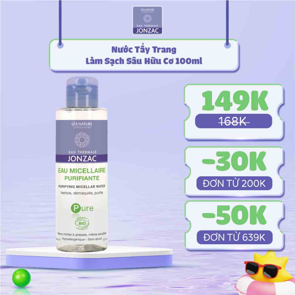 Nước Tẩy Trang Làm Sạch Sâu Hữu Cơ Eau Thermale Jonzac Pure Purifying Micellar Water 100ml