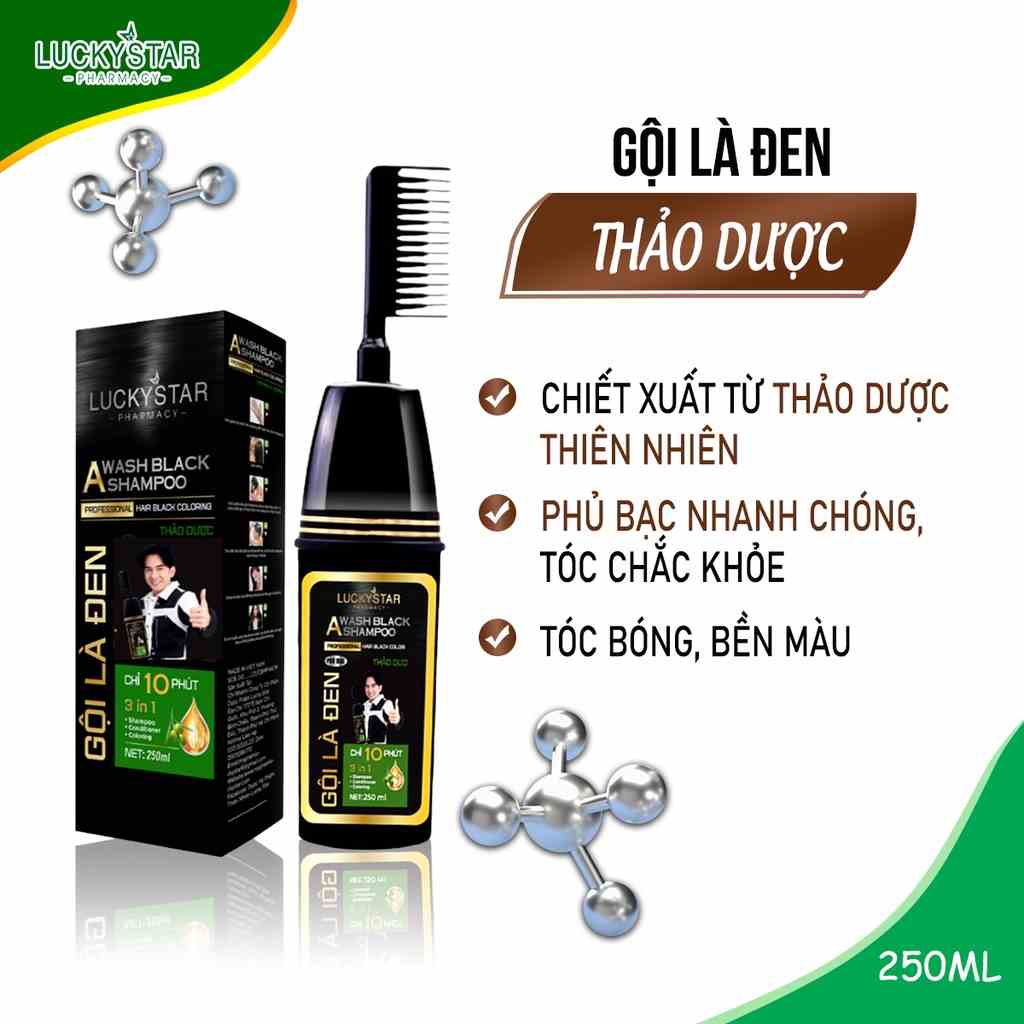 [Mã BMLTA35 giảm đến 35K đơn 99K] Gội Là Đen Phủ Bạc Thảo Dược Cao Cấp Lucky Star