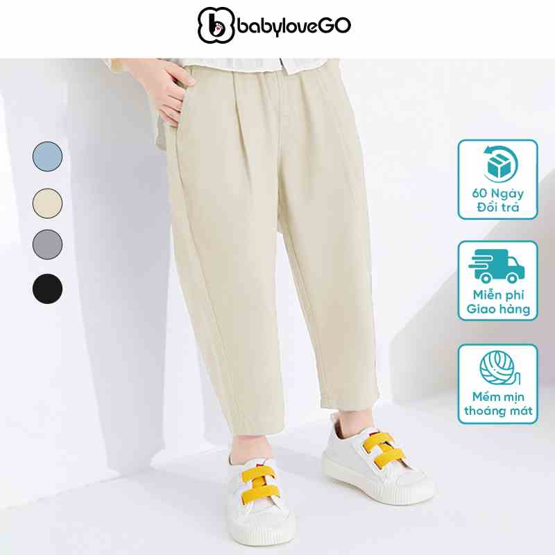 Quần dài cho bé BabyloveGO form baggy chất đũi xước mềm mịn BG001