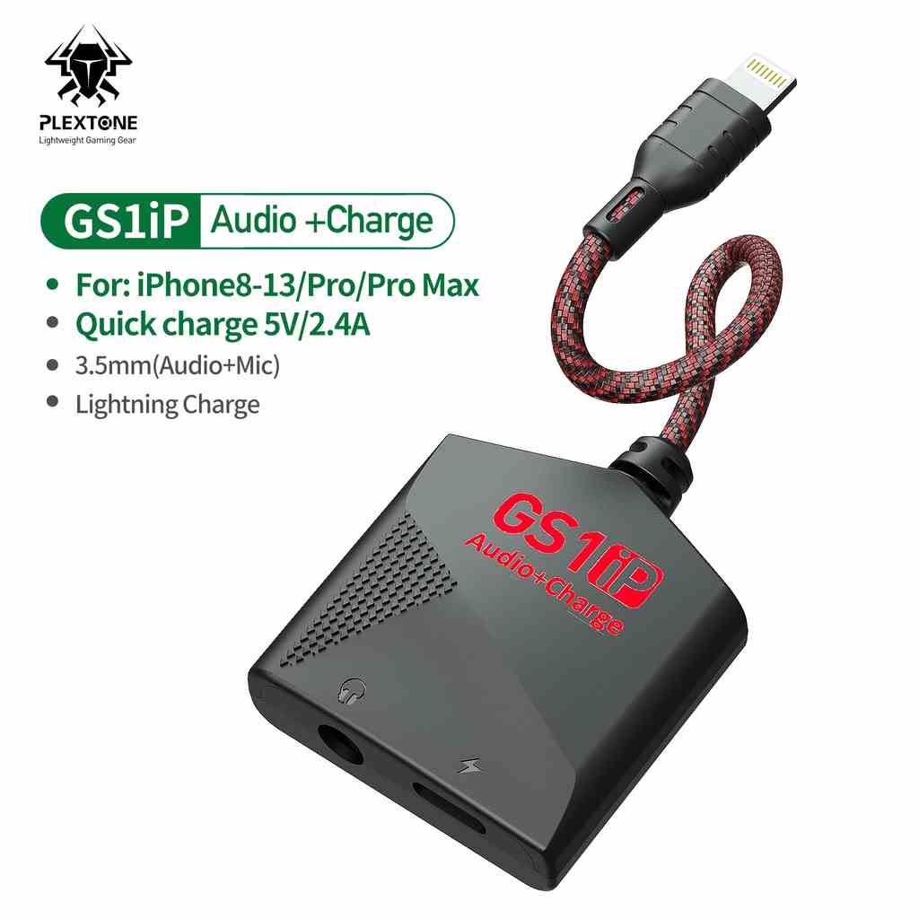 Đầu chia cổng PLEXTONE GS1-IP sạc nhanh lightning 2 trong 1 thích hợp cho iPhone 8-13 Pro Max