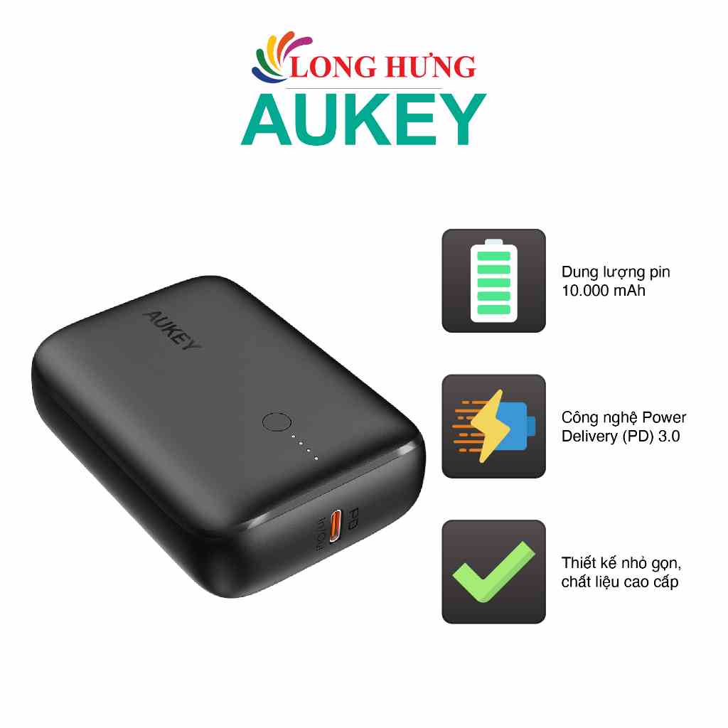 Sạc dự phòng Aukey Basix Mini PD 20W QC3.0 10000mAh PB-N83S - Hàng chính hãng