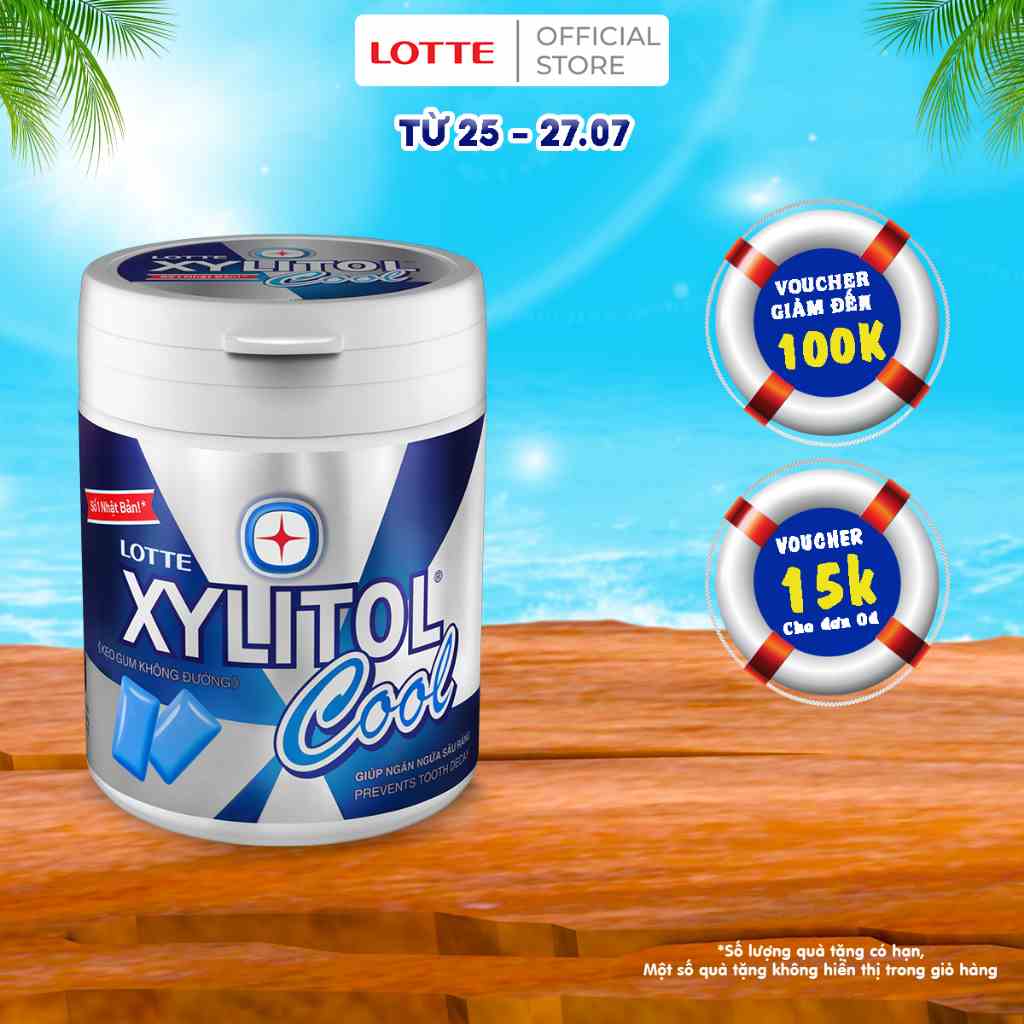 [Mã BMLTB35 giảm đến 35K đơn 99K] Kẹo gum không đường Lotte Xylitol Cool 130,5 g