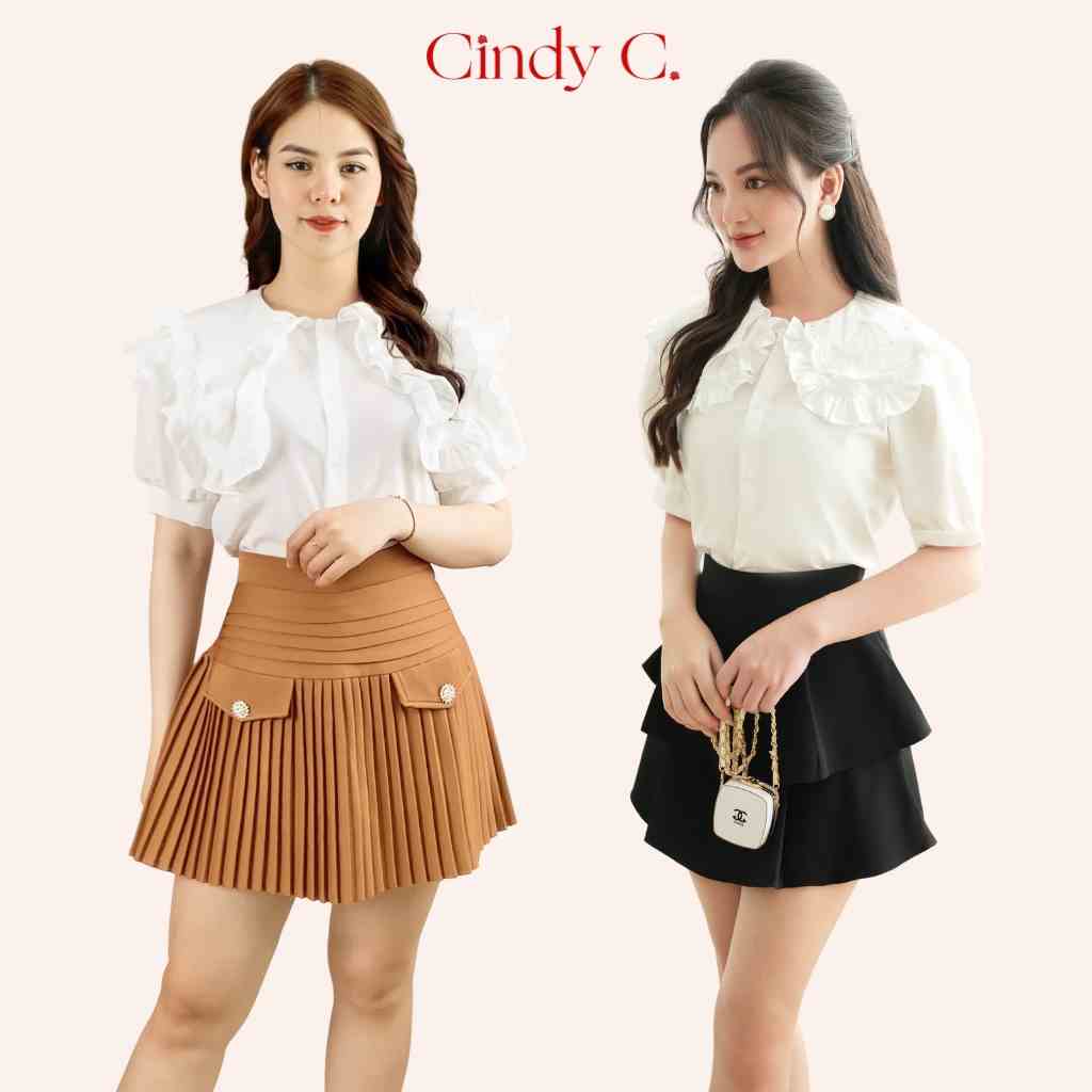 Áo Sơ Mi Cộc Tay Và Chân Váy  Heidi CINDY C Chất Liệu Silk Thiết Kế Thanh Lịch Nữ Tính 22415/22020/22055/22037