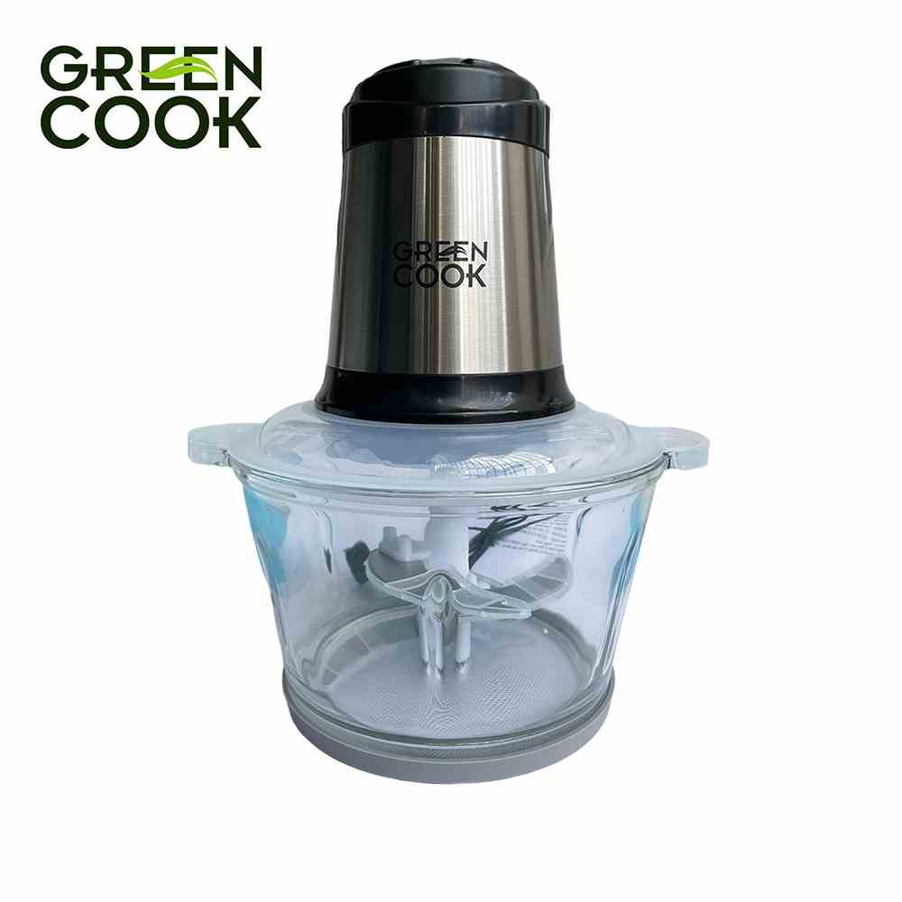 [Mã BMLTB35 giảm đến 35K đơn 99K] Máy xay thịt Green Cook GCB-01 dung tích 2L 300W cối thuỷ tinh, 4 lưỡi dao