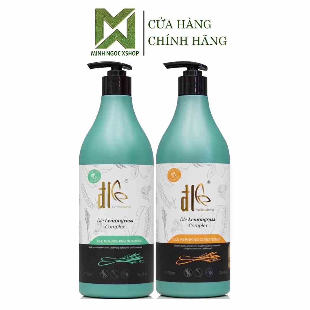 Dầu gội xả thảo dược tinh chất bồ kết, sả, chanh ĐL ĐLE Lemongrass 750ML, phục hồi chống rụng kích mọc tóc