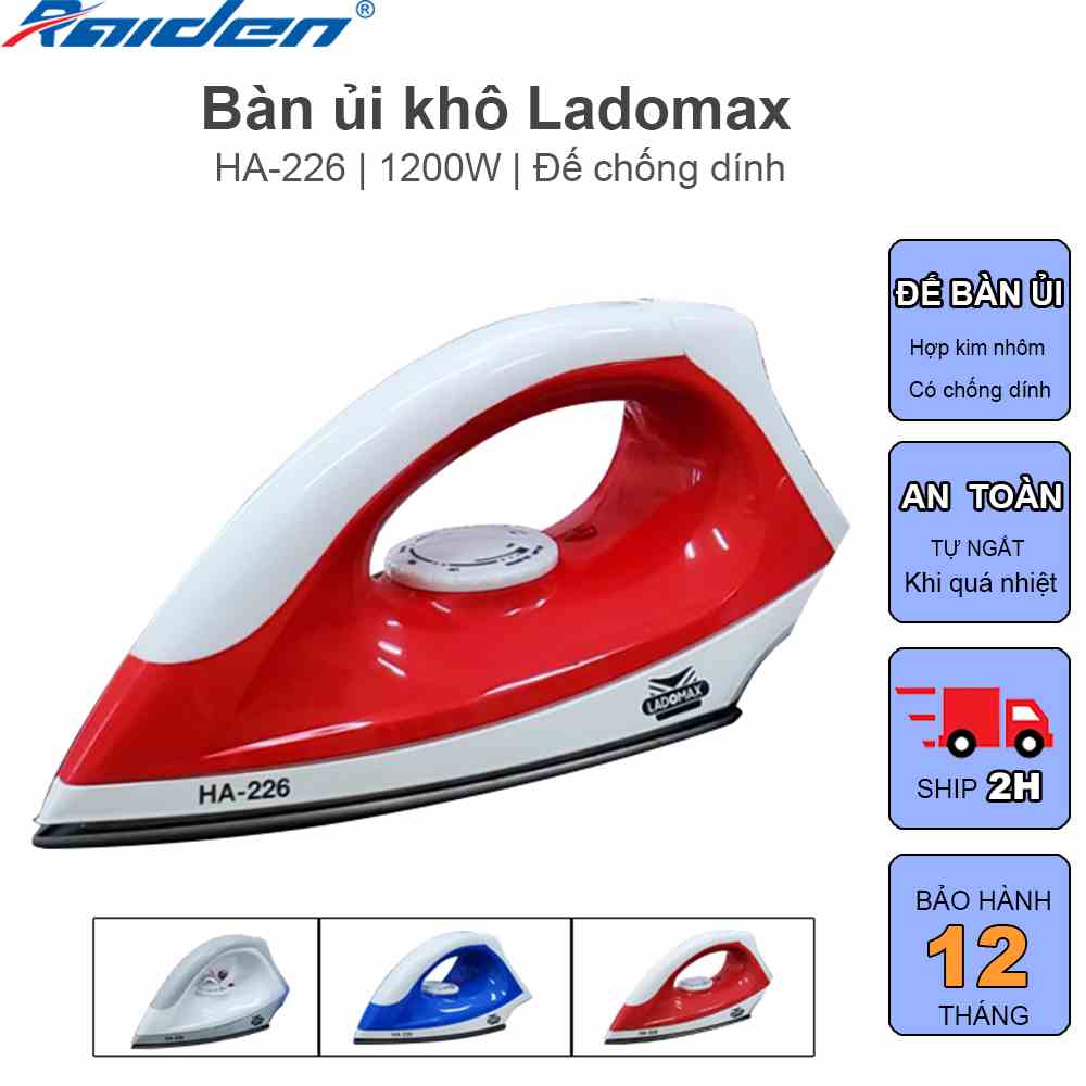 [Chính hãng] Bàn ủi khô Ladomax HA-226 mặt đế chống dính, tự điều chỉnh duy trì nhiệt ổn định, ủi áo lông, len