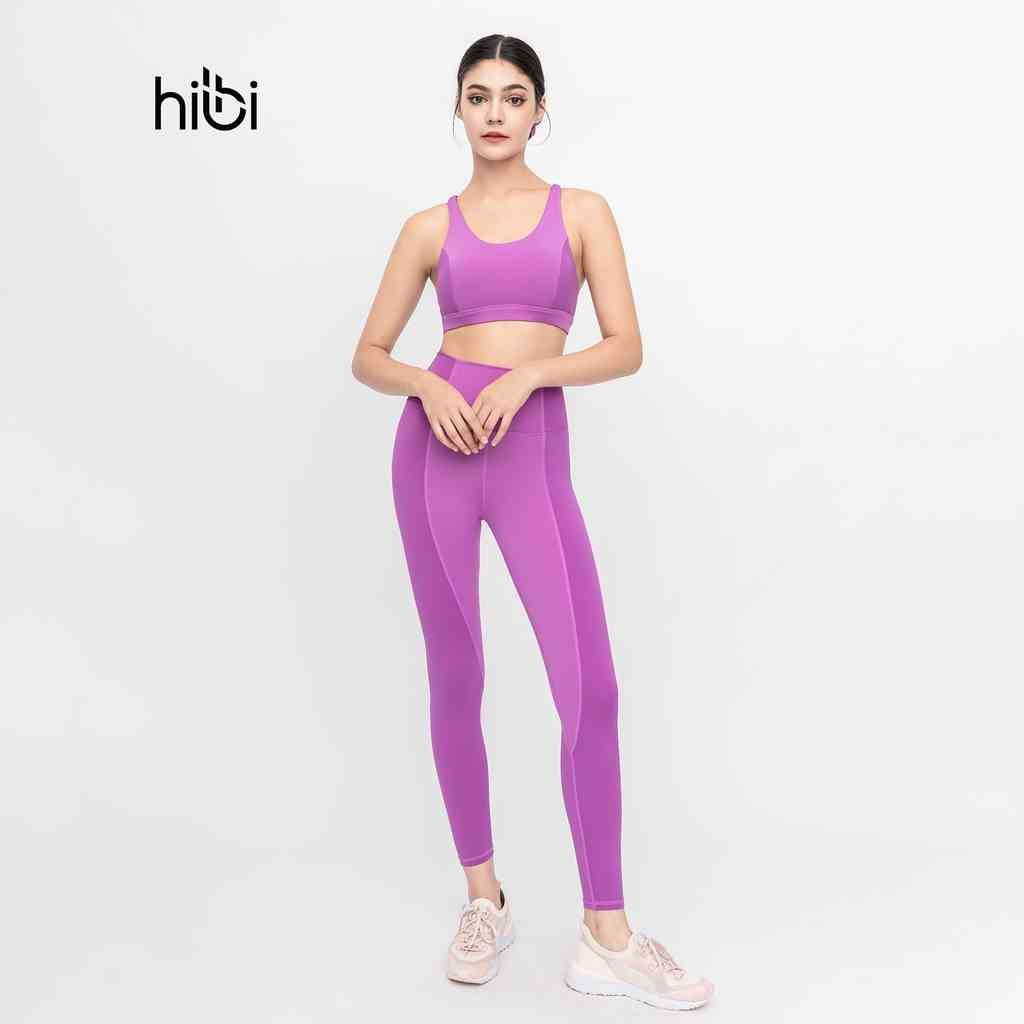 Set Đồ Tập Yoga Gym Luxury Hibi Sports H149 phối hai màu, màu tím, Kèm Mút Ngực, Chất Vải Cao Cấp Lu Fabric