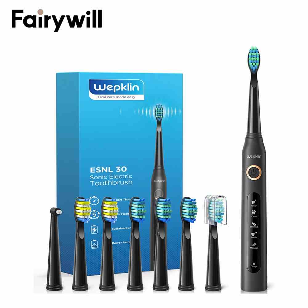 Bàn chải đánh răng điện FAIRYWILL ESNL 30 có 8 đầu thay thế đa năng tiện lợi