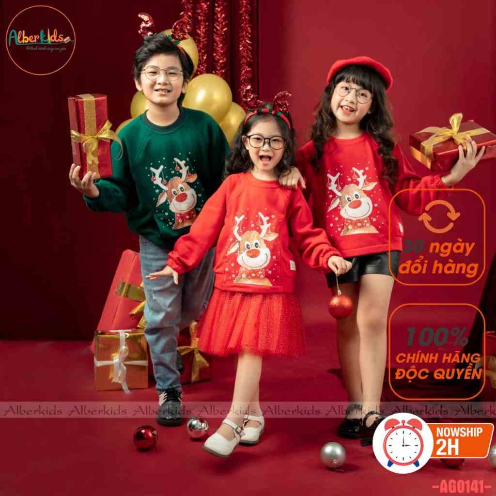 Áo nỉ noel có túi cho bé trai, bé gái ALBERKIDS thu đông cho trẻ em 2,3,4,5,6,7,8,9,10,11,12 tuổi [AG0141]