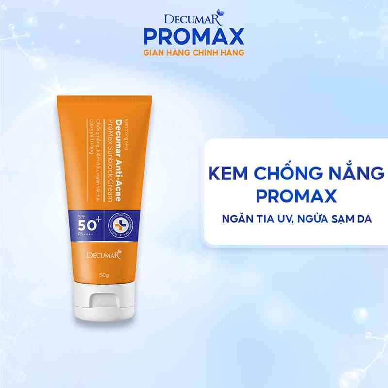 Kem chống nắng ngăn tia uv, ngừa sạm da Decumar Promax Sunblock Cream SPF50+ 50g- DH Beauty