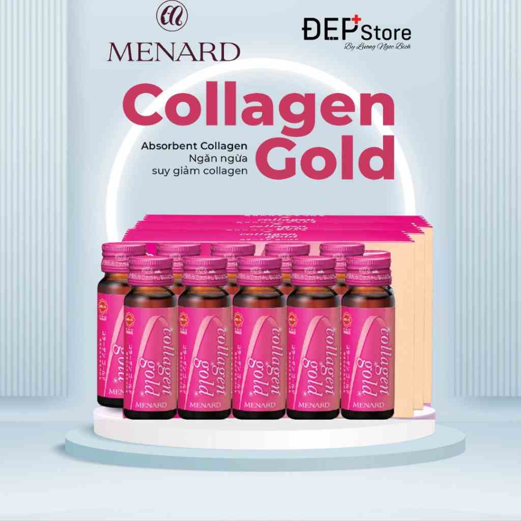 Collagen Gold Menard nội sinh Nhật Bản tăng đề kháng, trẻ hóa da - hộp 10 chai - 30ml/chai