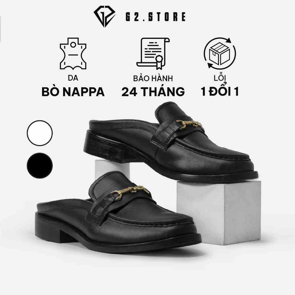 Giày sục nam G2 Slipper kiểu lười, Giày tây nam công sở trẻ trung bằng da bò cao cấp đế khâu chắc chắn