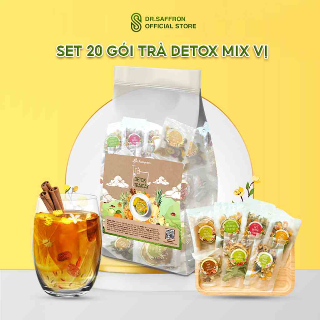 Set 20 gói trà detox mix vị thơm ngon dễ uống, giải nhiệt mùa hè đẹp dáng đẹp da