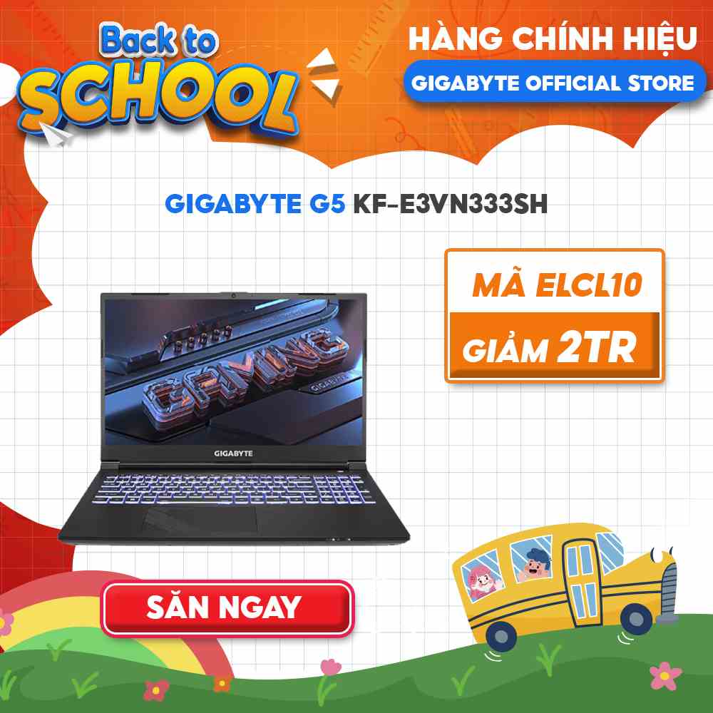 [Mã ELCL12 giảm 12% đơn 10TR] Laptop Gigabyte G5 KF-E3VN333SH (i5-12500H | 8GB | 512GB | GeForce RTX™ 4060 8GB)