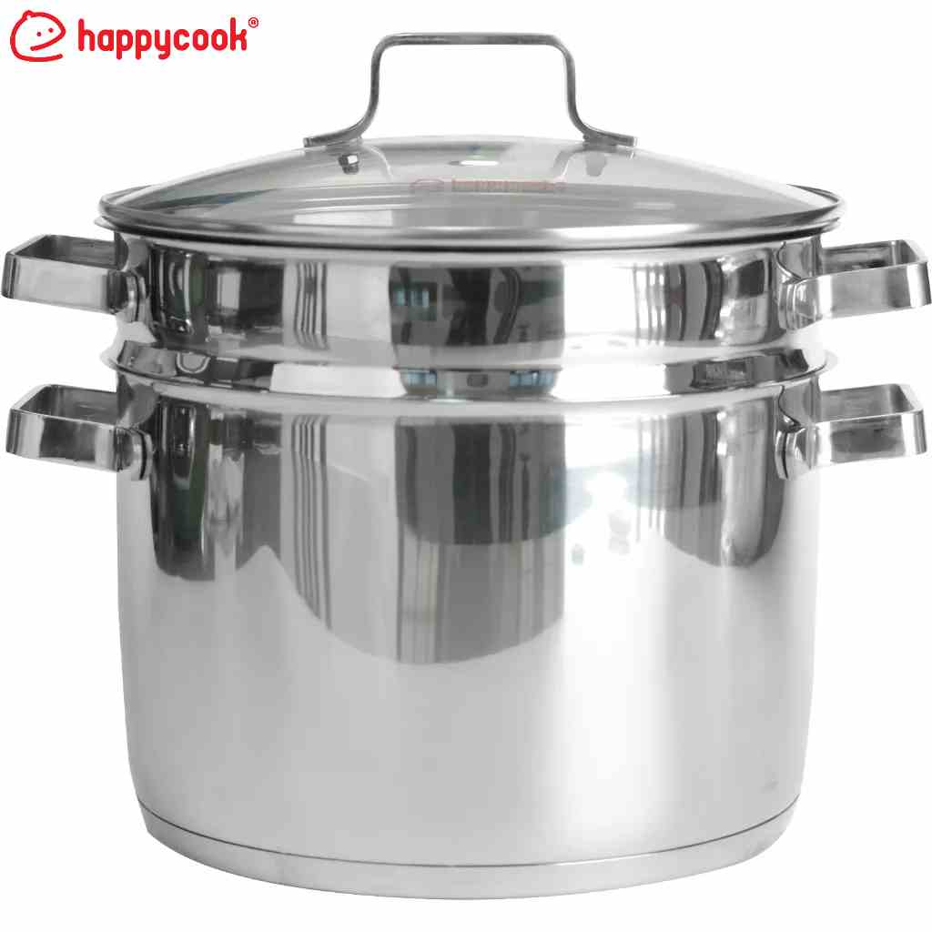 Bộ Xửng 3 Đáy Happy Cook Milan Nắp Kiếng 24cm ST24-MLG