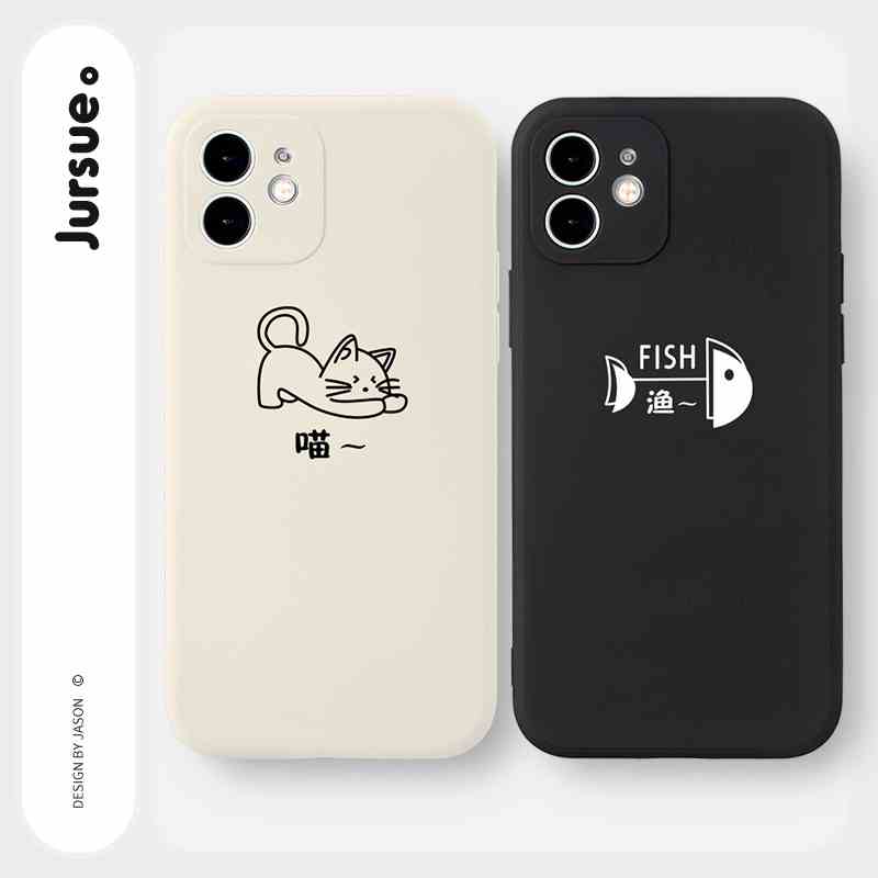 Ốp lưng JURSUE mềm hình cặp đôi dễ thương đẹp cho iPhone 13 12 11 Pro Max SE 2020 X XR XS 8 7 ip 6S 6 Plus kute Y1762