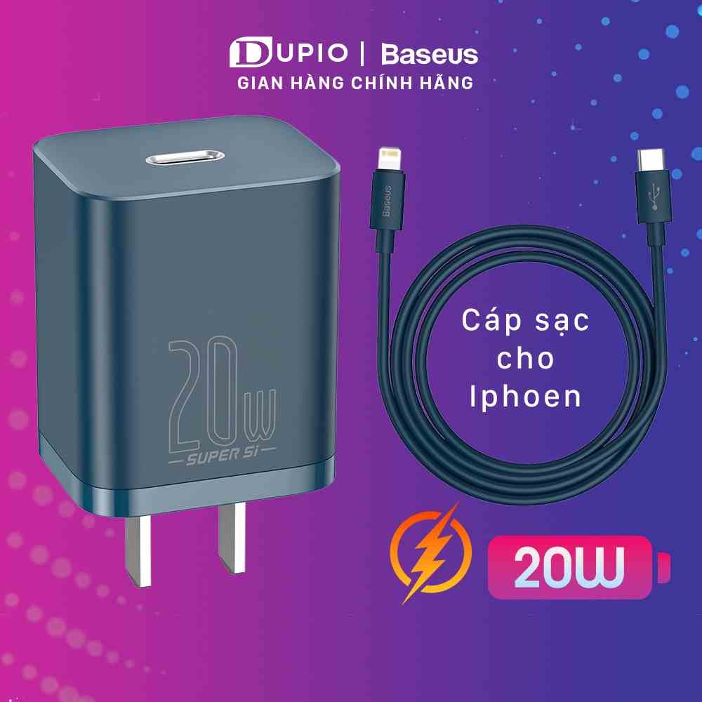 Bộ cóc củ DUPIO Baseus CS03 Super Si nhỏ gọn usb-c pd 20w 18w sạc nhanh nhiều cấp bảo vệ