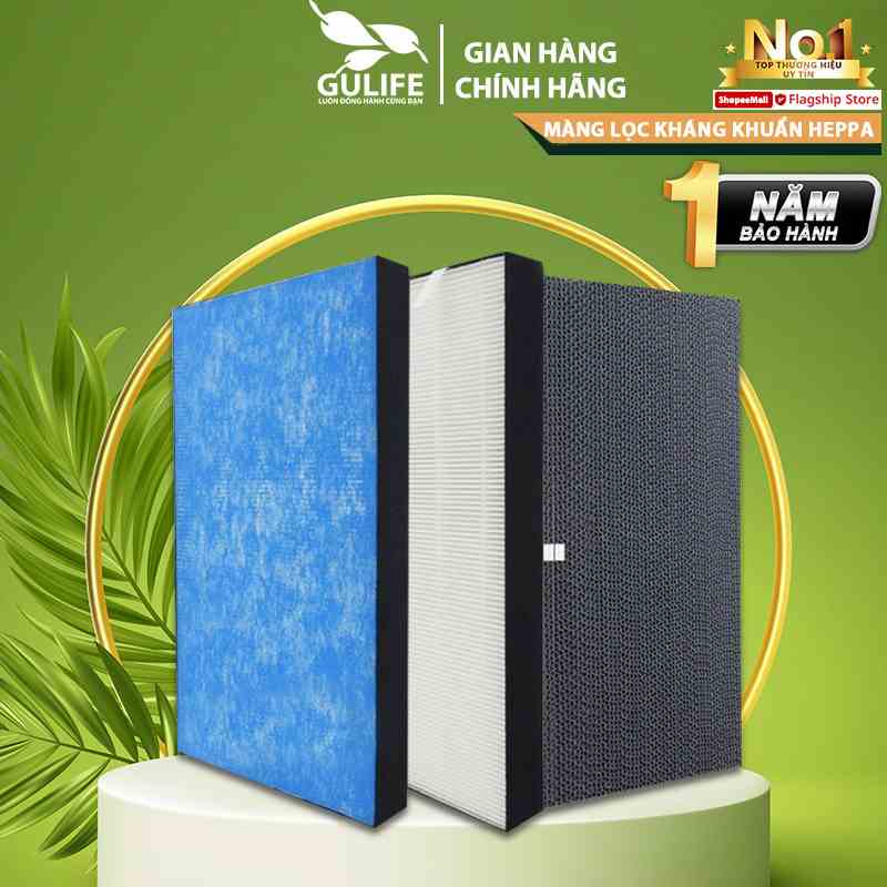 Bộ Màng lọc HEPA & THAN HOẠT TÍNH 4 Lớp GULIFE, nhiều size cho máy lọc không khí - lọc bụi PM2.5, khử mùi, khử khuẩn